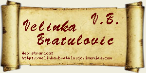 Velinka Bratulović vizit kartica